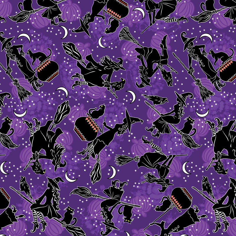 Happy Haunting By Kanvas Studio For Benartex - Glow In The Dark - Purple