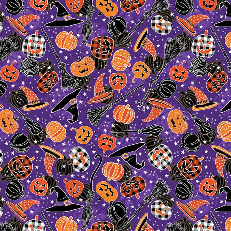 Happy Haunting By Kanvas Studio For Benartex - Glow In The Dark - Purple