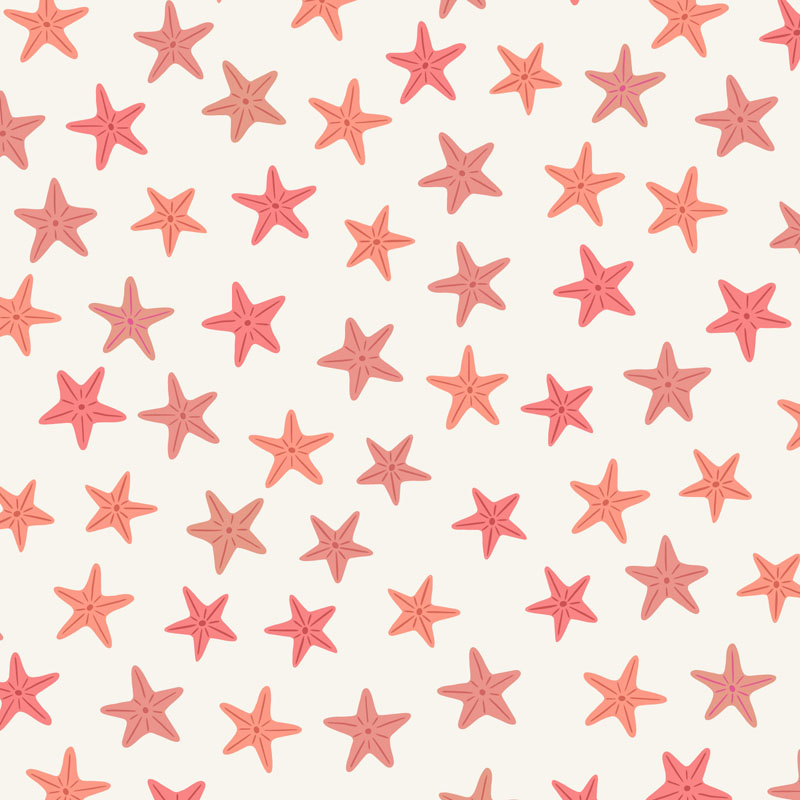 Puffin Rock By Lewis & Irene - Orange Starfish On Cream