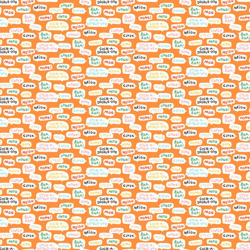 Friendly Farm By Kimberly Morgan For Rjr Fabrics - Noisy Barn - Starburst Orange