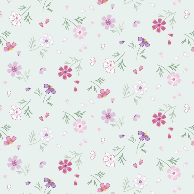 The Pressed Flower By Cassandra Connolly For Lewis & Irene - Floral Affections  - Pale Teal