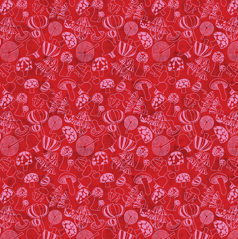 Modern Mushrooms By Kate Segal For Benartex - Digitally Printed - Red