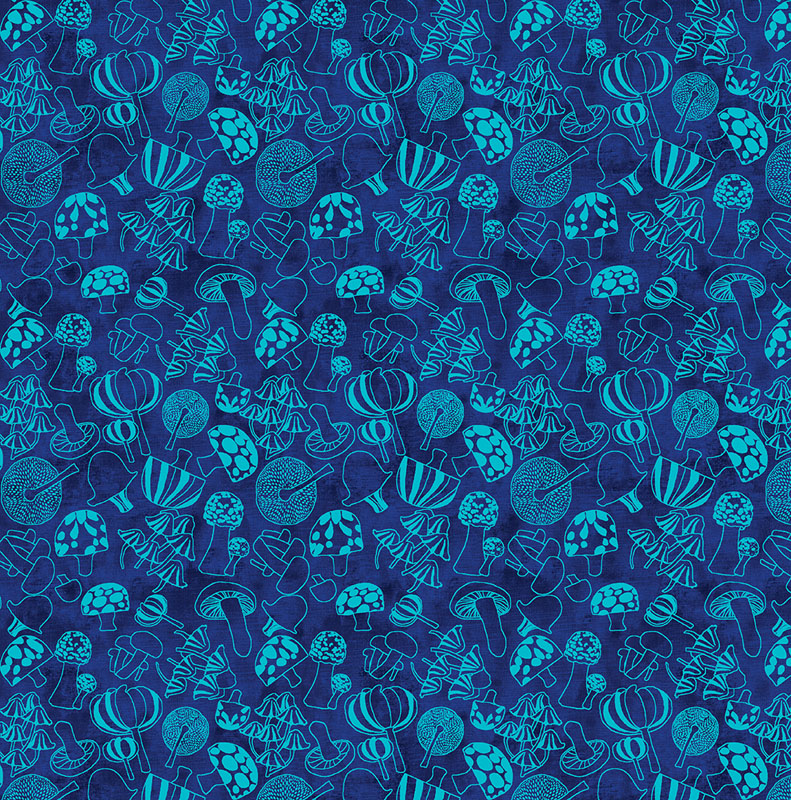 Modern Mushrooms By Kate Segal For Benartex - Digitally Printed - Navy