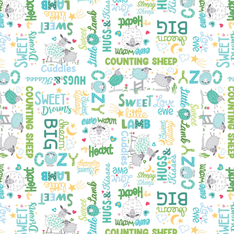 Sweet Little Lamb By Kanvas Studio For Benartex - White