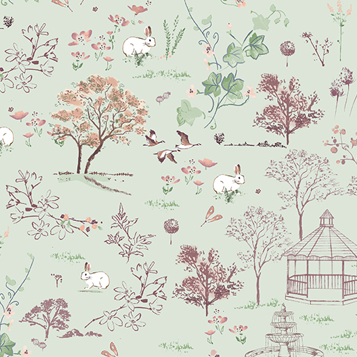 Sweet Meadow By Kanvas Studio For Benartex - Digitally Printed - Sage