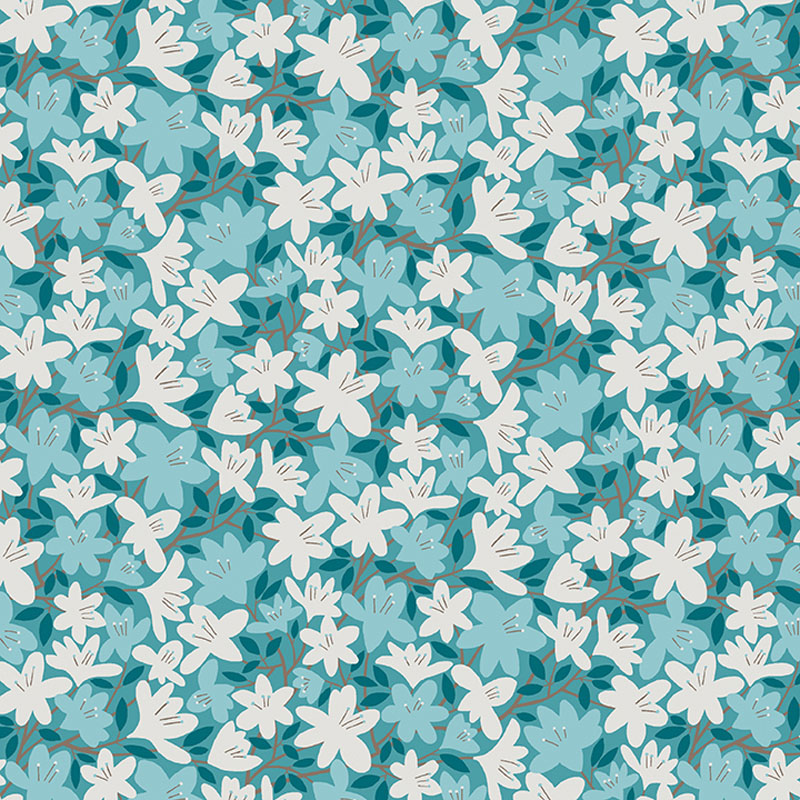 Blooming Color Ii By Wolff Paper For Benartex - Turquoise