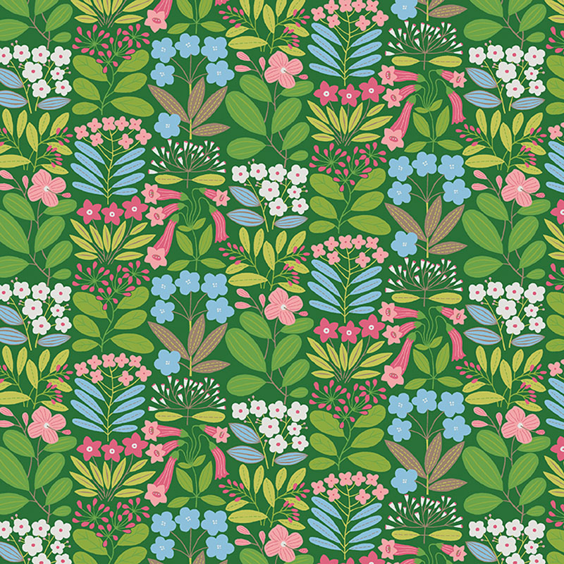 Blooming Color Ii By Wolff Paper For Benartex - Green/Multi