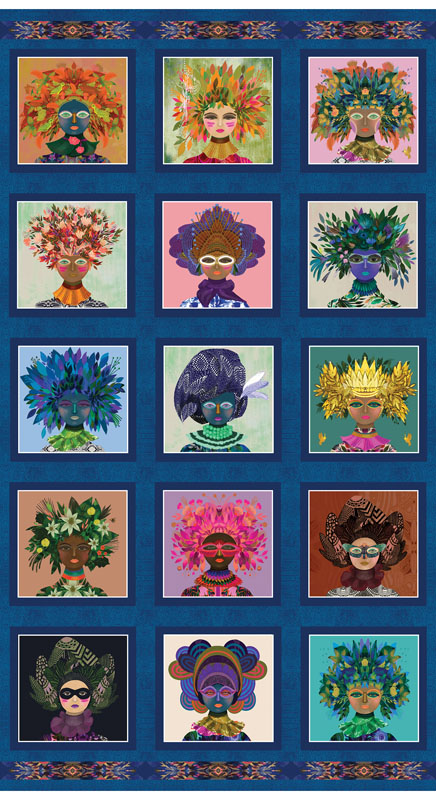 Gentle Warriors By Danielle Duer For Benartex - Panel - Digitally Printed - Blue/Multi