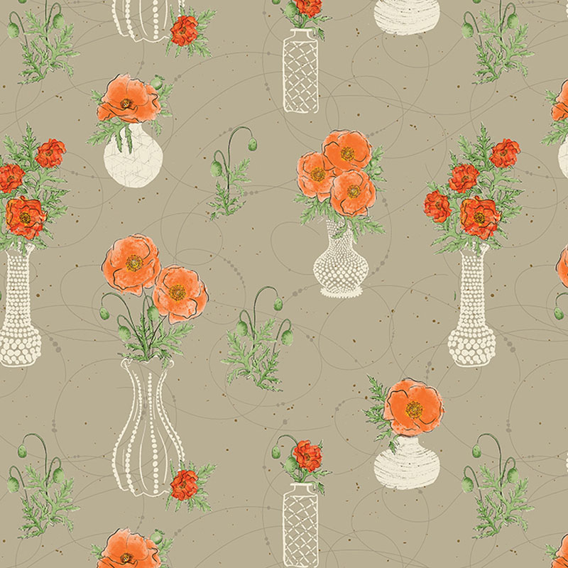 Modern Vintage - Treasured By Rachel Rossi Designs For Benartex - Digitally Printed - Taupe
