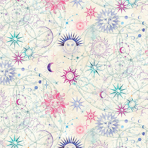 Celestial Skies By Skyline Studio For Benartex - Digitally Printed/Pearl - Cream