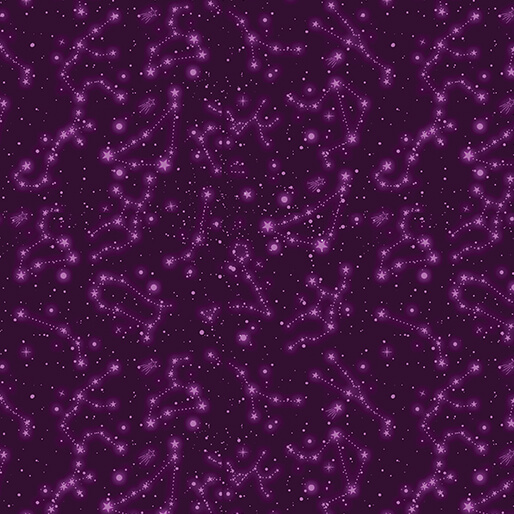 Celestial Skies By Skyline Studio For Benartex - Digitally Printed/Pearl - Plum