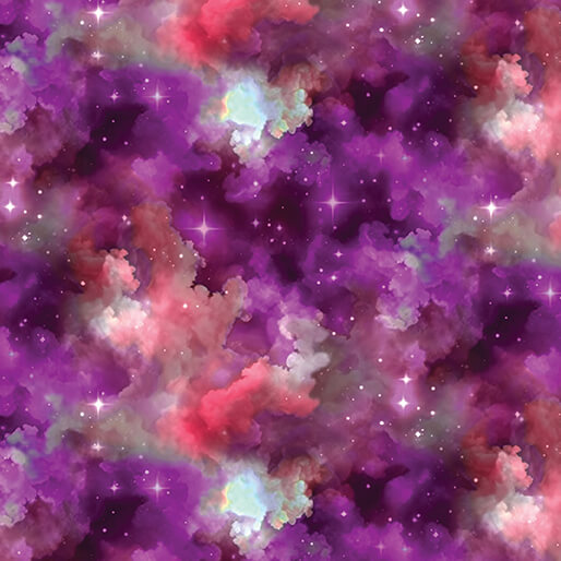 Celestial Skies By Skyline Studio For Benartex - Digitally Printed/Pearl - Fuchsia/Coral