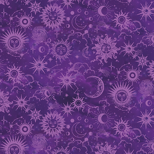 Celestial Skies By Skyline Studio For Benartex - Digitally Printed/Pearl - Violet