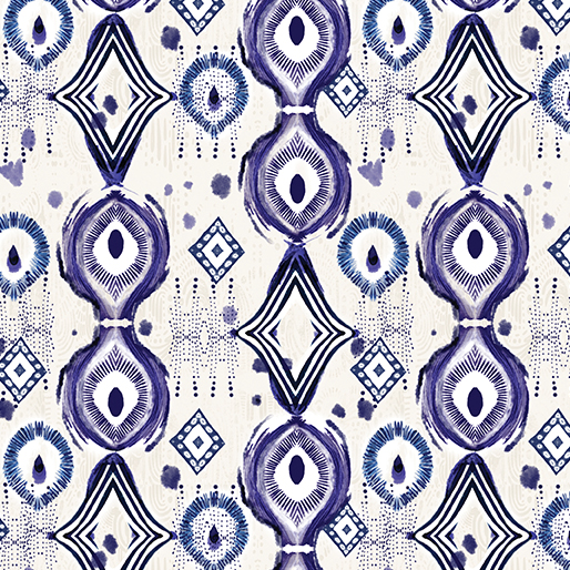 Affinity By Danielle Duer For Benartex - Digitally Printed - White/Blue