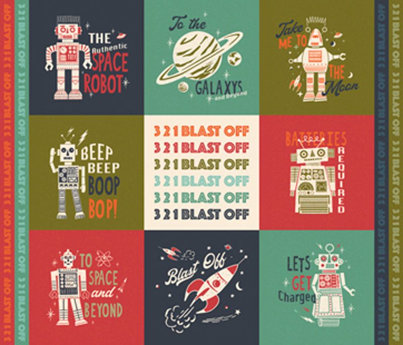 321 Blast Off By Stacy Iest Hsu For Moda - 36" X 45" Panel - Multi