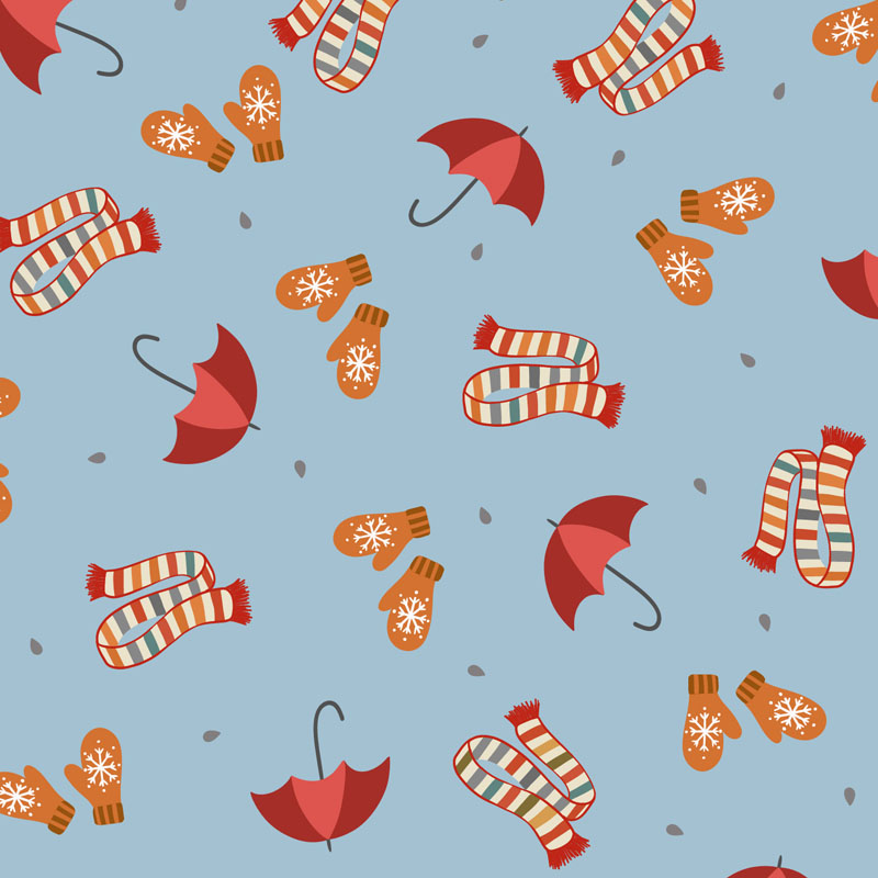 Small Things - Snuggle Season By Lewis & Irene - Brollies And Scarves On Light Blue