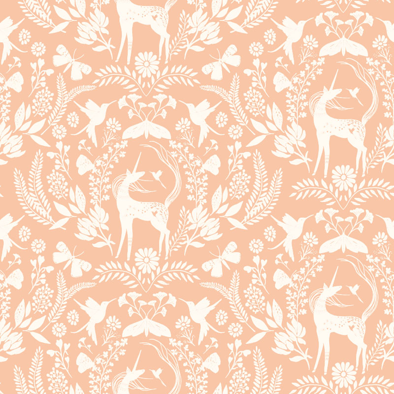Unicorn Dreams By Ginger Deverell For Poppie Cotton - Peach
