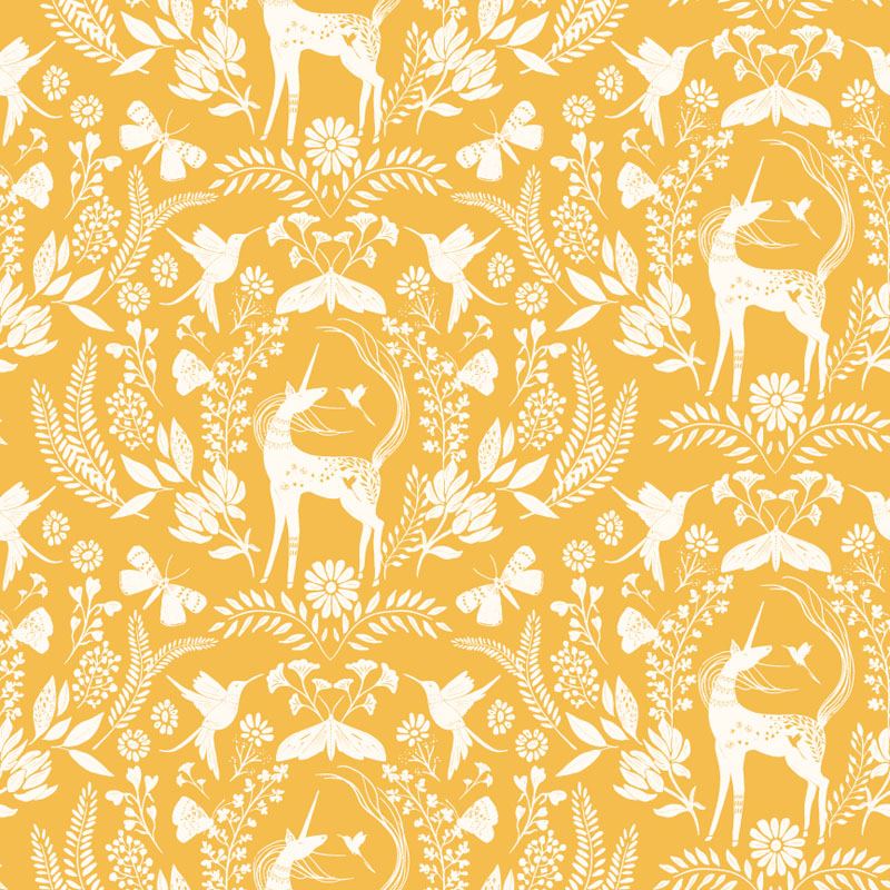 Unicorn Dreams By Ginger Deverell For Poppie Cotton - Sunshine