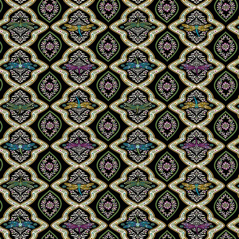 Jacobean Garden By Kanvas Studio For Benartex Digitally Printed - Black