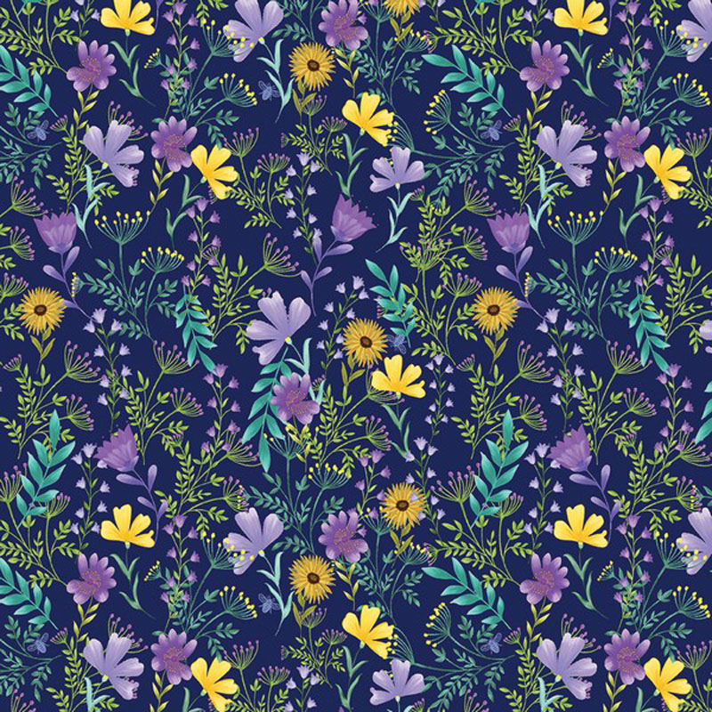 Veronica\'s Garden By Kanvas Studio For Benartex Digitally Printed - Navy
