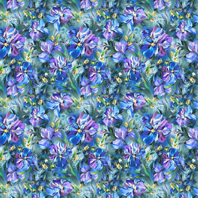 Brush Of Iris By Michael Miller - Blue Veil - Juniper