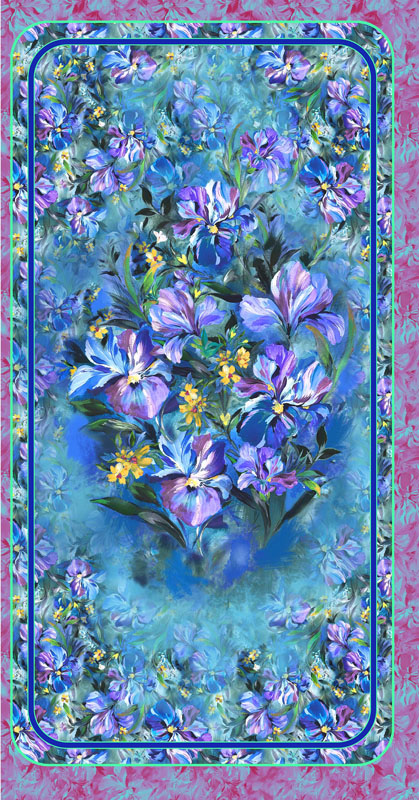 Brush Of Iris By Michael Miller - Iris Reverie Panel-24" Repeat - Multi
