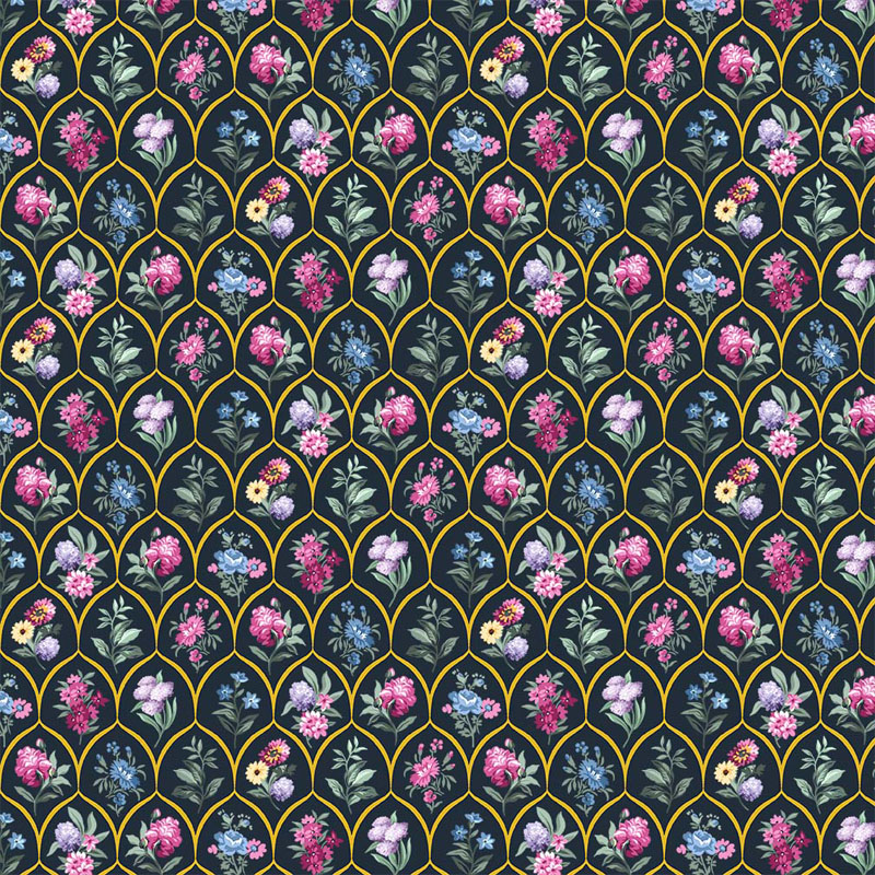 Bohemian Lane By Michael Miller - Wild Flower Mosaic - Ink