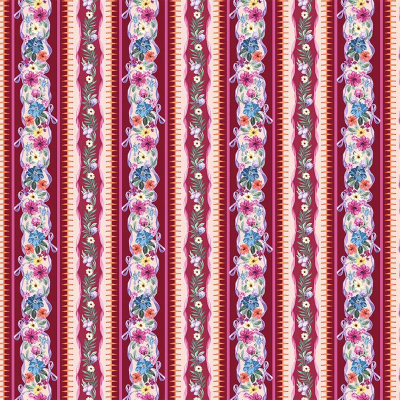 Bohemian Lane By Michael Miller - Bohemian Lane Stripe - Cranberry