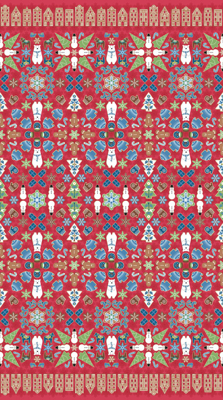 Gingerbread Lane By Contempo Studio For Benartex - Cranberry Gingerbread Lane By Contempo Studio For Benartex - Cranberry