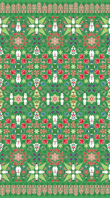 Gingerbread Lane By Contempo Studio For Benartex - Evergreen
